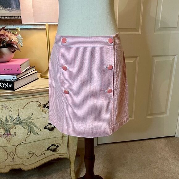 Vineyard Vines Dresses & Skirts - EEUC Women's Vineyard Vines Pink White Seersucker Stripe Mini Skirt Size 6